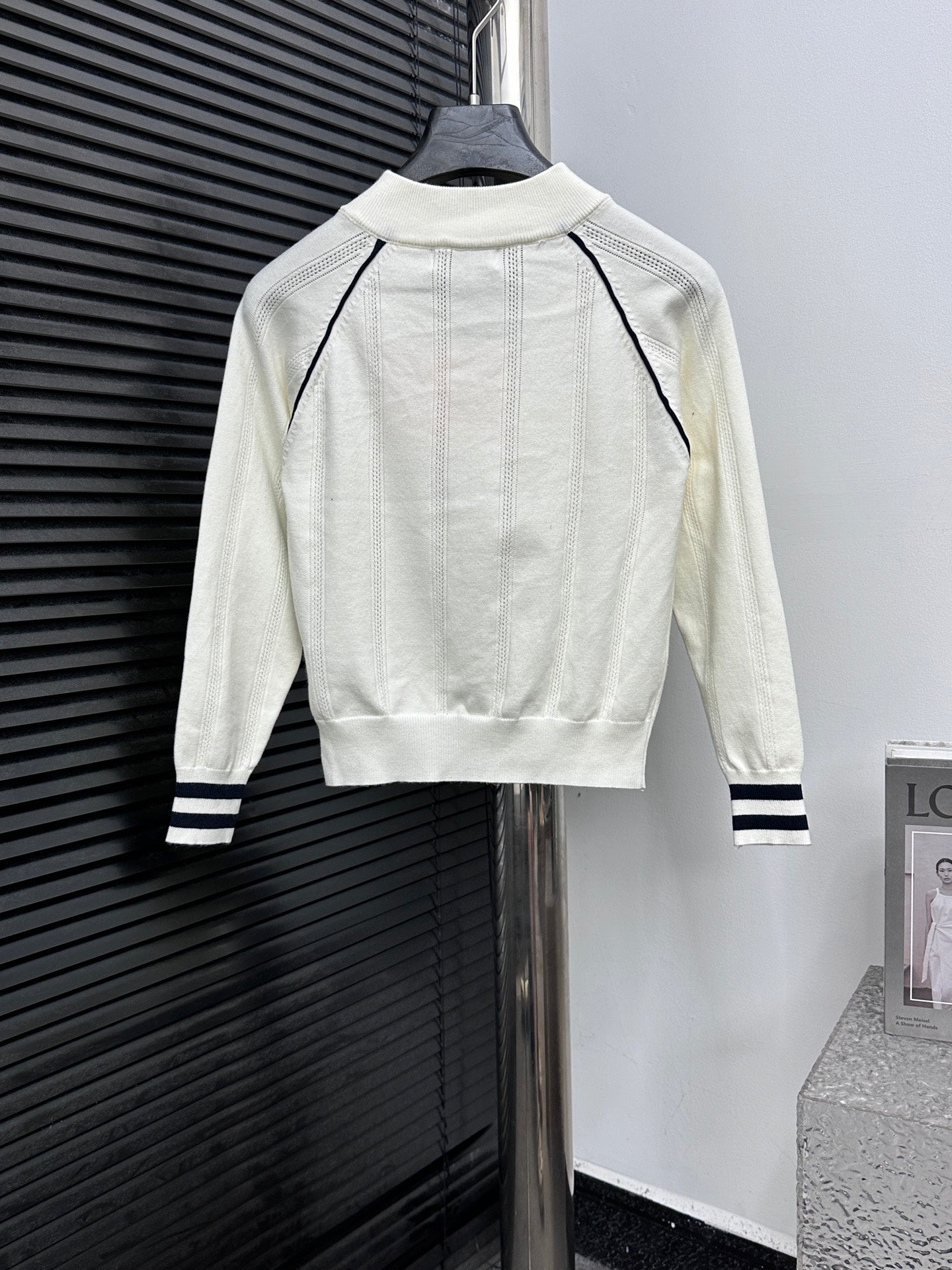 MIU MIU Collegiate Zip-Up Knit Cardigan with Letter Jacquard