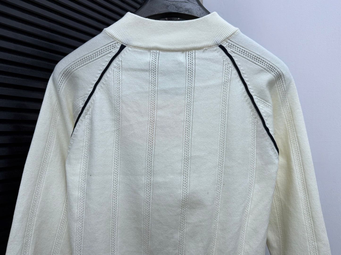 MIU MIU Collegiate Zip-Up Knit Cardigan with Letter Jacquard