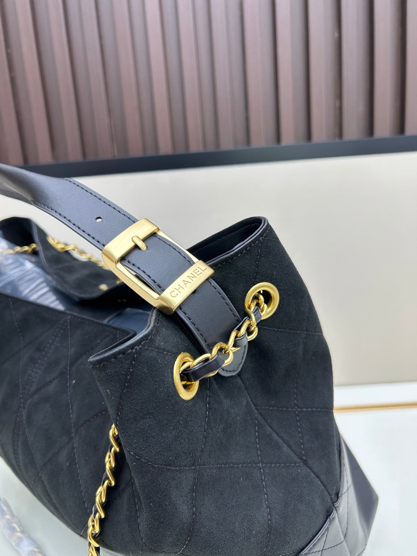 Chanel-Grey Suede Bag