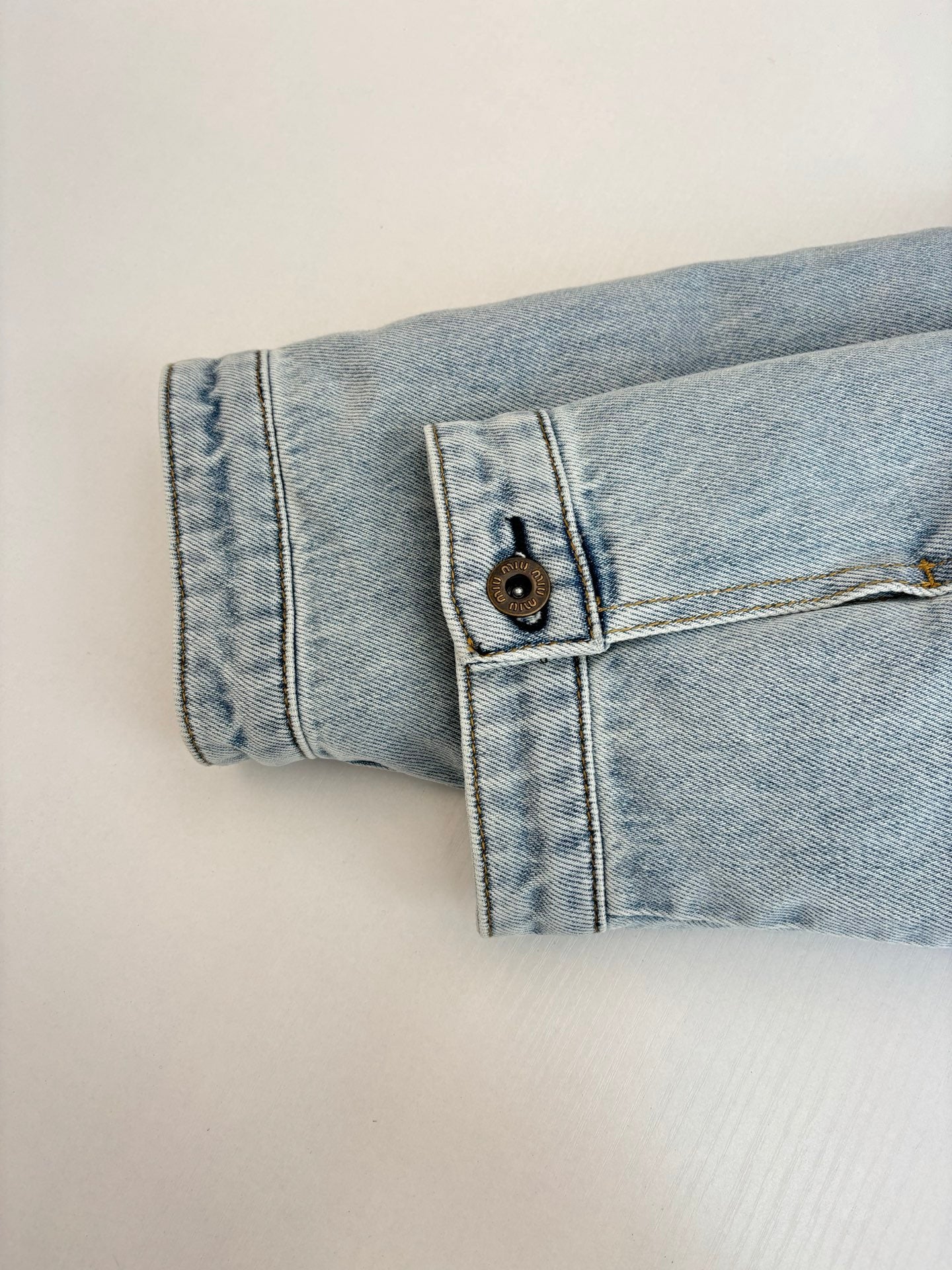 Distressed Denim Cotton Jacket with Corduroy Collar