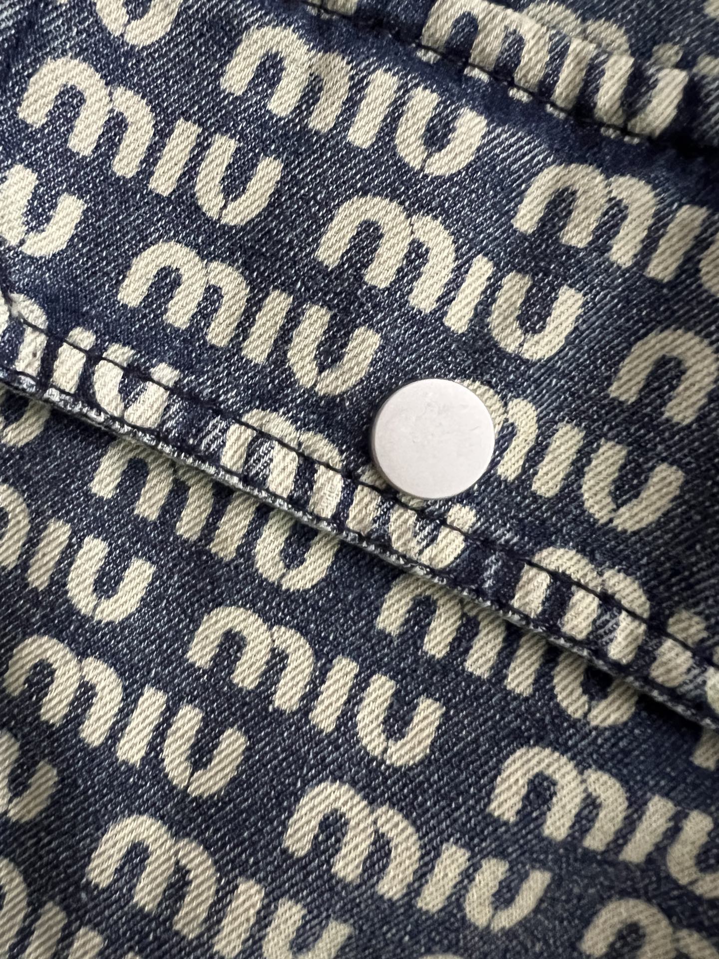 Miu New Monogram All-Over Printed Soft Denim Shirt