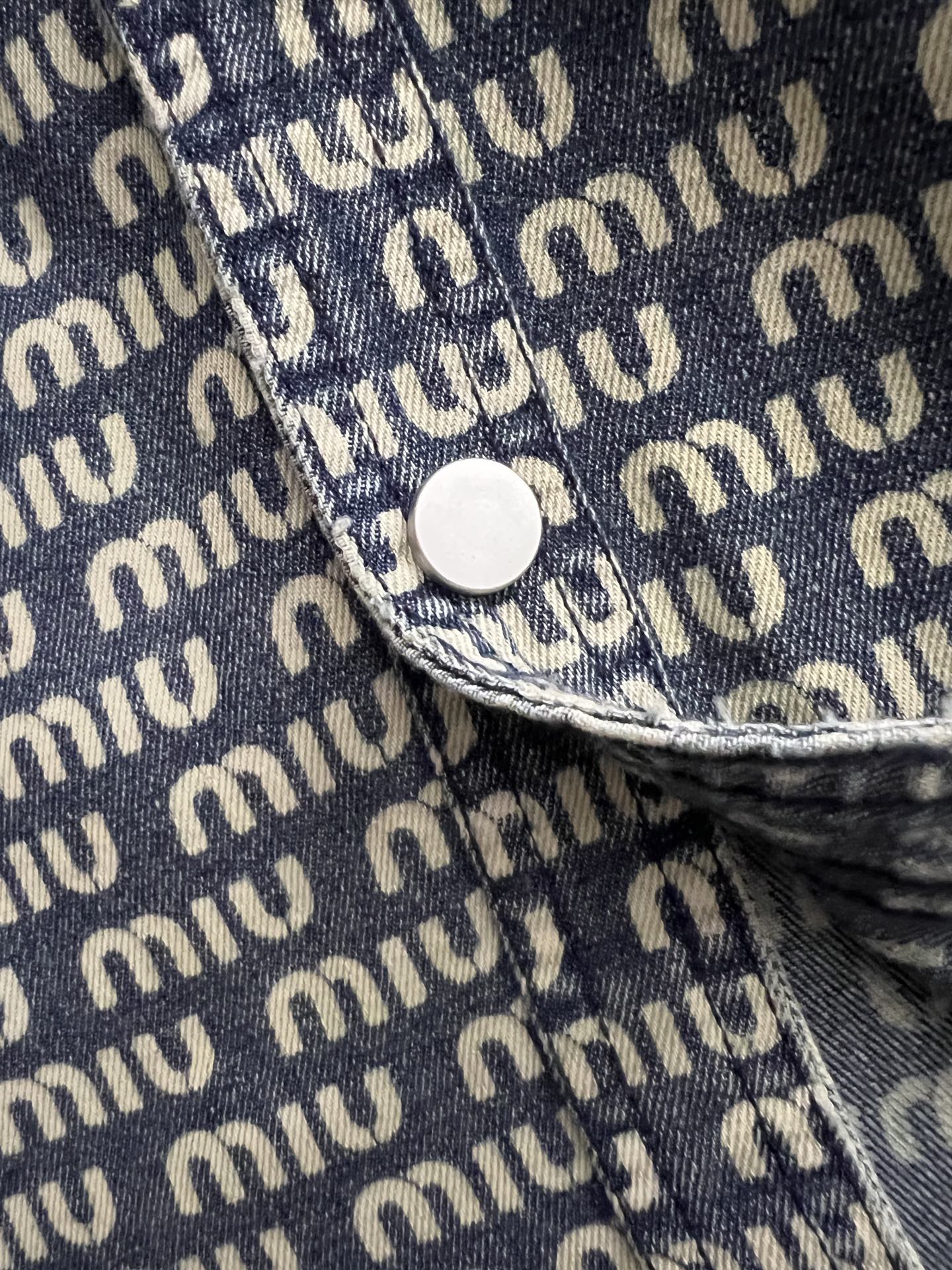Miu New Monogram All-Over Printed Soft Denim Shirt